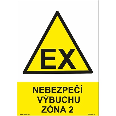 DUKO NEBEZPEČÍ VÝBUCHU - ZÓNA 2 Formát: 210 x 297 mm, Materiál: samolepící vinylová fólie