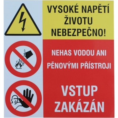 8301D Samolepící etiketa VYSOKÉ NAPĚTÍ ŽIVOTU NEBEZPEČNO!