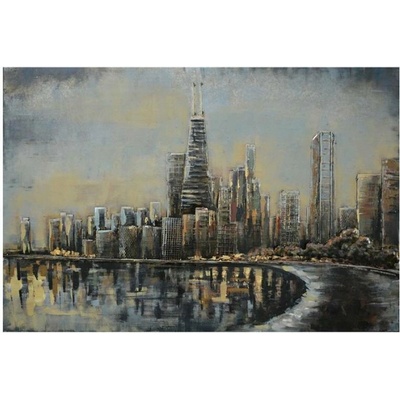 Nástěnný kovový obraz Skyline – 120x4x80 cm