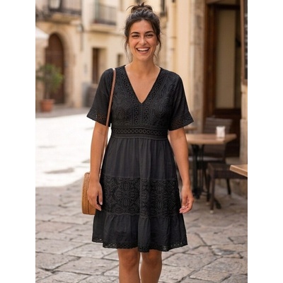 Italská móda letní boho šaty černé