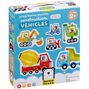 BANANA PANDA Детски пъзел Banana Panda 9 в 1 - Строителни превозни средства (49205)