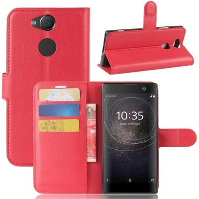 Litchi PU peněženkové na mobil Sony Xperia XA2 - červené