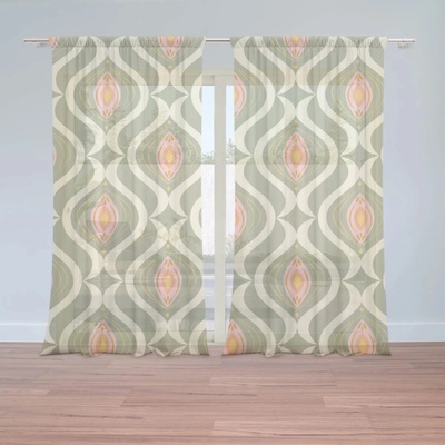 Sablio Záclony Retro ornament: 2ks 150x250cm