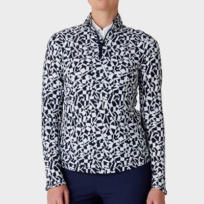 Callaway Dámsky top Golf TWO TONED GEO SUN Protect. Top PEACOAT