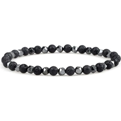 Daniel Dawson Korálkový náramek Anatolio Lávový kámen a Hematit NR2114/21 Černá