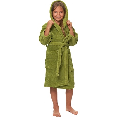 Interkontakt Dětský župan s kapucí, Olive Green – Zboží Dáma