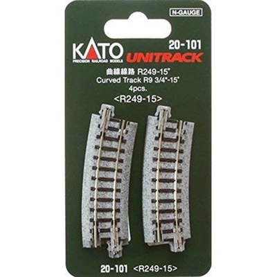Kato 7078110 N Unitrack zahnutá kolej 15 ° 249 mm 4 ks
