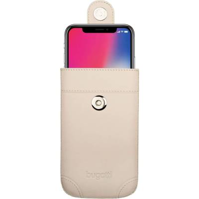 Bugatti SlimCase Dublin - кожен (естествена кожа) калъф за iPhone XS, iPhone X (бежов)