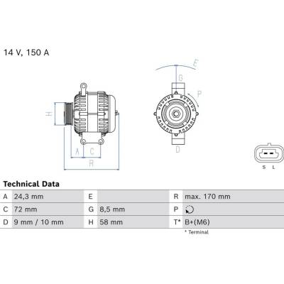 Alternátor BOSCH 0 986 085 110 (0986085110)