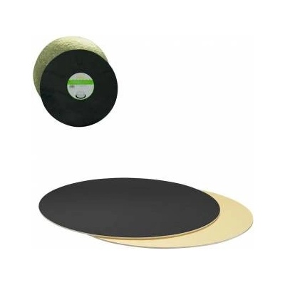 Podložka pod dort 1ks oboustranná černo zlatá 32cm 3mm - Decora