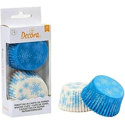 Decora košíček na muffiny sněhové vločky 5x3,2cm 36 ks
