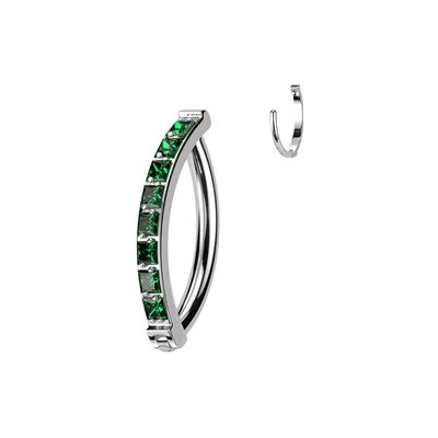 Šperky4U piercing do pupíku titan zelené zirkony TIT1304-E