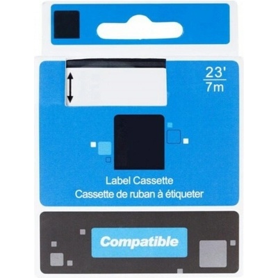 PRINTLINE kompatibilní páska s DYMO, 45021, S0720610,12mm, 7m, bílý tisk/černý podklad, D1