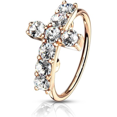 Šperky4U piercing do nosu kroužek s křížkem N0120-RDC