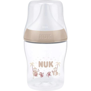 Nuk Шише със силиконов биберон NUK Perfect Match - 150 ml, размер S, 0 м+, маймуна, бежово (10215408)