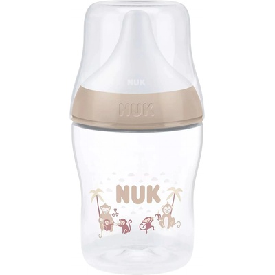 Nuk Шише със силиконов биберон NUK Perfect Match - 150 ml, размер S, 0 м+, маймуна, бежово (10215408)
