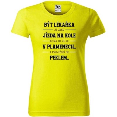 DOBRÝ TRIKO Dámské tričko s potiskem Být lékařka Citrónová