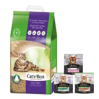 JRS Cats Best Nature Gold - stelivo pro dlouhosrsté kočky 10l / 5kg + PRO PLAN Adult cat food 400g - náhodná dodávka