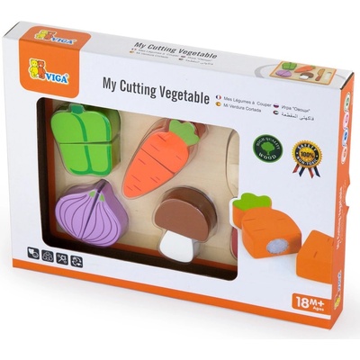 Viga Toys Дървен комплект за рязане Viga - Зеленчуци (50979)