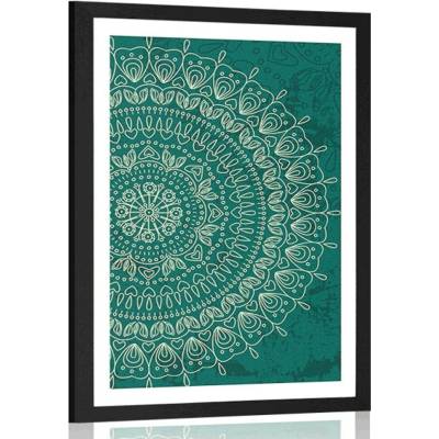Plakát s paspartou ručně kreslená Mandala - 40x60 silver