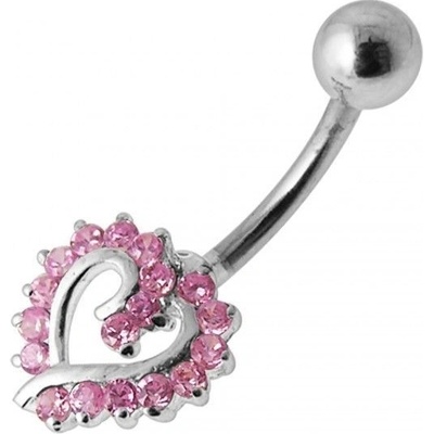 Šperky4U stříbrný piercing do pupíku srdíčko BP01026-P