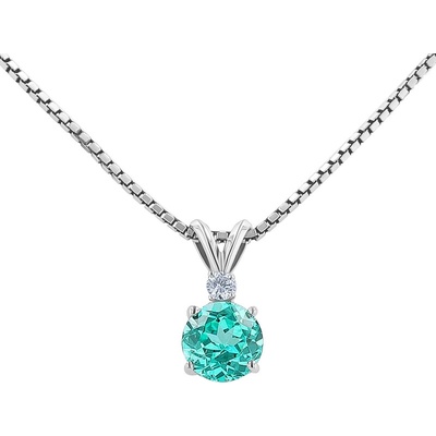 Eppi Zlatý prívesok s okrúhlym lab grown paraiba turmalínom a diamantom Bernardo P47099