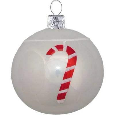 ORNEX Guľa sklenená biela paličky 80 mm