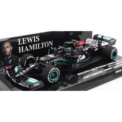 Minichamps Mercedes gp F1 W12 Mercedes M12 Eq Power+ Team Amg Petronas Motorsport Formula One N 44 Winner Brazilian Gp with Flag 2021 Lewis Hamilton Černá Zelená 1:43