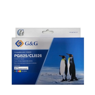 Compatible КОМПЛЕКТ 4 ГЛАВИ ЗА CANON PIXMA iP 4850/MG 5150/5250/6150/8150 - WITH CHIPS / С ЧИПОВЕ - PGI-525PGBK/CLI-526C/CLI-526M/CLI-526Y - PN NC-C-0525BK/C/M/Y - 4 PCS PACK - G&G (NC-C-0525BK)