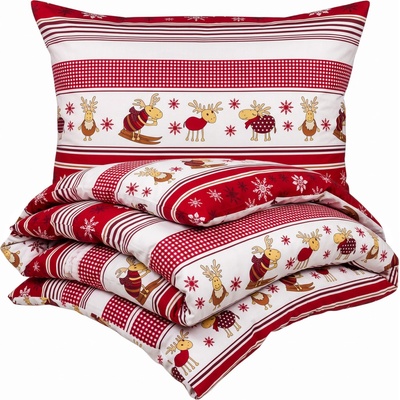4Home Vianočné flanel obliečky Sobíky 140x220 70x90