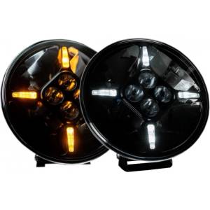  Комплект от 2 бр. led Диодни Халогени, Фарове, с drl, бяло-жълт цвят, Ø 218 мм, 12v-24v, 120w, За Джип, Камион, Трактор,