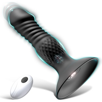 SuperLove Powerful Thrusting Anal Vibrator with Suction Cup & Remote Black