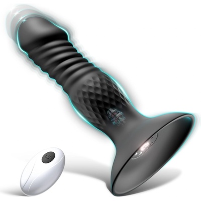 SuperLove Powerful Thrusting Anal Vibrator with Suction Cup & Remote Black