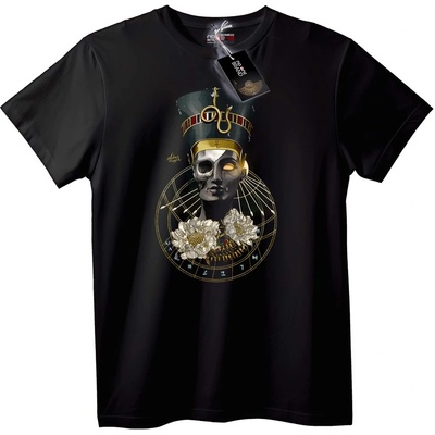 NOONEBRAND Тениска египетски череп и цветя - 2XL, Black