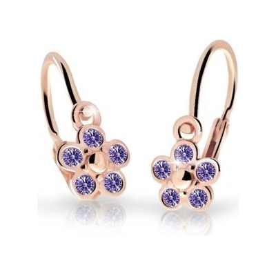 Danfil náušnice pre bábätká kvetiny C2744 zo ružového zlata amethyst brizura