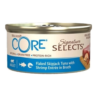 Wellness Core Cat Selects Flaked tunak s krevety ve stave 79 g