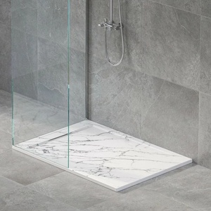 Inter Ceramic Правоъгълно композитно душ корито Inter Ceramic 120x80 см, матово бяло мраморно покритие (12080MB-3)