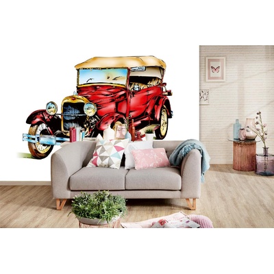DIMEX ART Самозалепваща се флизелинова фототапета стара червена кола 375 x 250 см