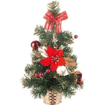 MagicHome Stromček Vianoce ozdobený červený 30 cm