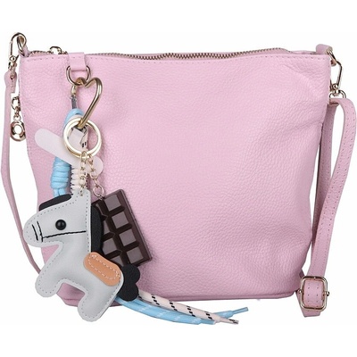 LUKA Malá/střední kožená crossbody kabelka no. 110 světlerůžová