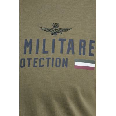 Aeronautica Militare Памучна тениска Aeronautica Militare в зелено с принт TS1942J538 (TS1942J538)