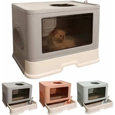 Tiger's Heart Съд за котешка тоалетна закрит с отвор отгоре, с вградена четка и лопатка