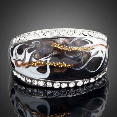 Francesca Petrucci prsten Swarovski Elements Bellissa Černá P0013