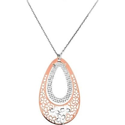 Infinity Silver Stříbrný náhrdelník kapka s kytičkami 29025846E