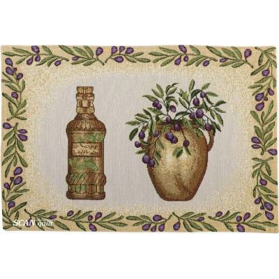 Scan quilt Prestieranie motiv olivy béžová zelená modrá 32x48
