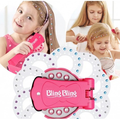 Aplikátor kamínků do vlasů Bling Bling + sada aplikátoru a 12 kotoučků s krystaly na vlasy