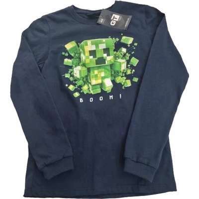 Dětské chlapecké bavlněné triko Minecraft tm. modrá Boom