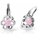 Danfil detské náušnice kvetiny C1947 z bieleho zlata pink klapka