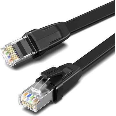 Ugreen 028108 Plochý síťový s kovovými zástrčkami, Ethernet RJ45, Cat.8, U/FTP, 5m, černý