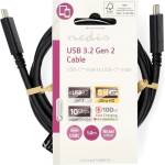 Nedis CCGL64750BK10 USB C - USB-C кабел, USB3.2 Gen 2, 240W, 20 Gbps, 1m, (USB3.1, USB3.0, USB2.0) (CCGL64750BK10)